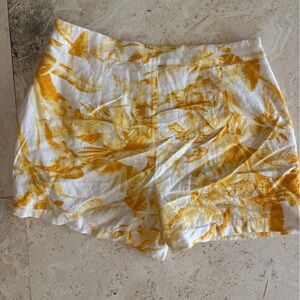 Express Yellow and White Patterned Shorts